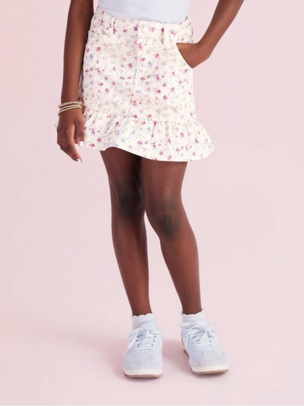 NWT LoveShackFancy x Target Floral Denim Skirt Ruffle Zip Pockets Size 12 or 16